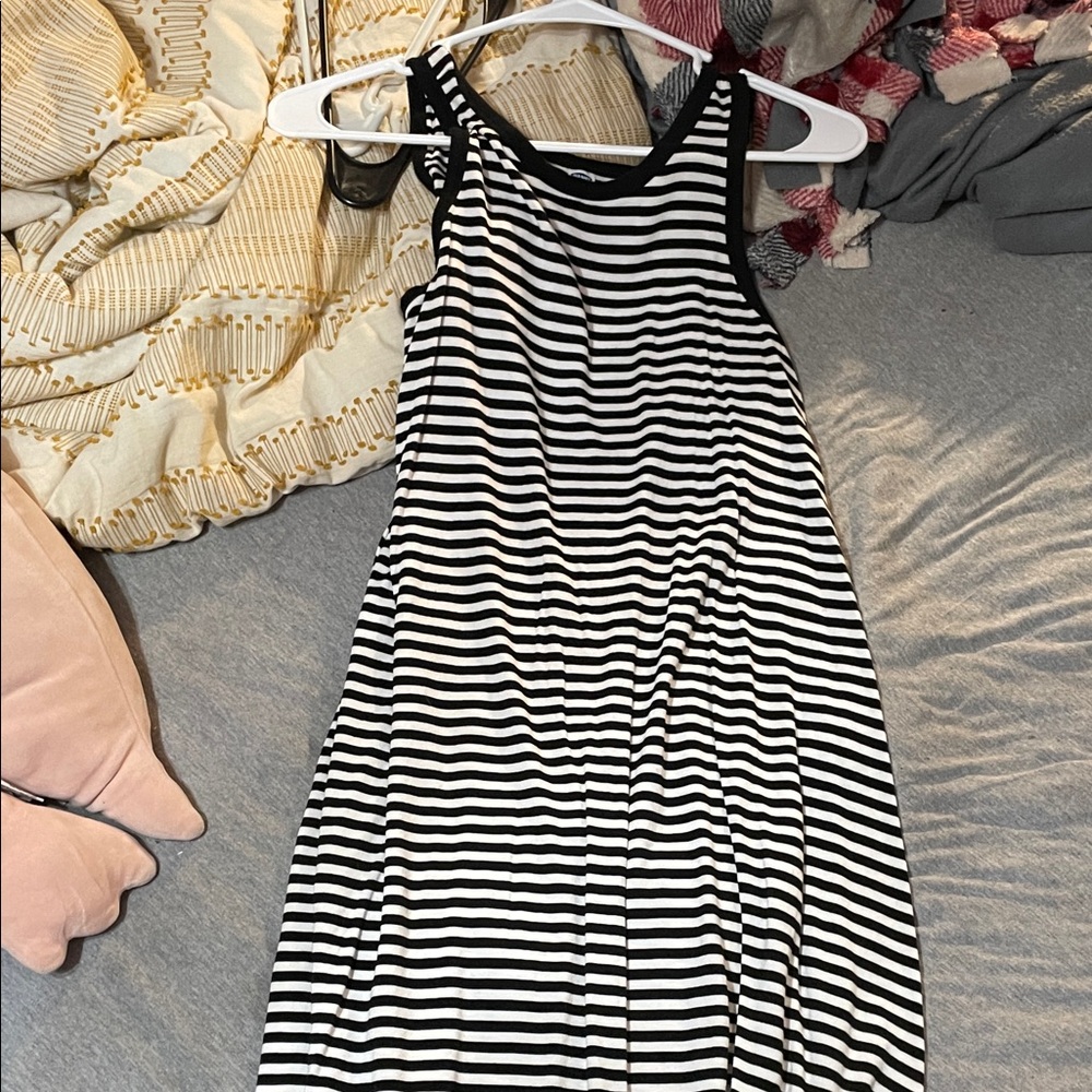 Old Navy Black and White Striped Maxi Dress